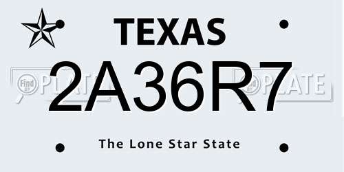 2A36R7 Texas License Plate