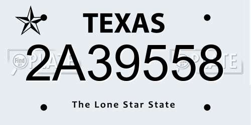 2A39558 Texas License Plate