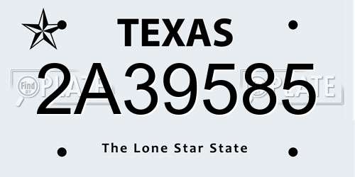 2A39585 Texas License Plate