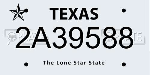 2A39588 Texas License Plate