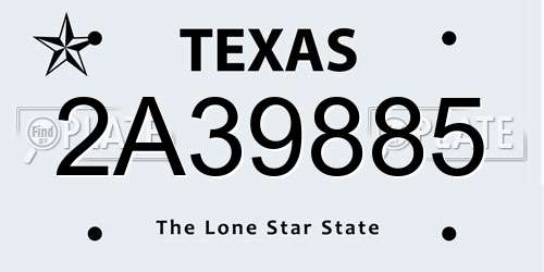 2A39885 Texas License Plate