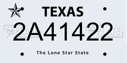 2A41422 Texas License Plate