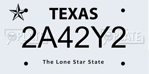 2A42Y2 Texas License Plate