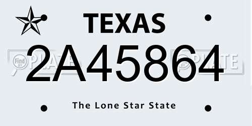 2A45864 Texas License Plate