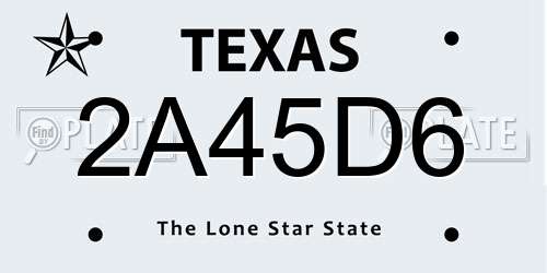 2A45D6 Texas License Plate