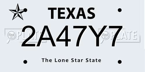 2A47Y7 Texas License Plate