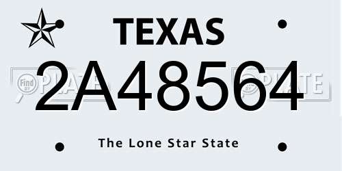 2A48564 Texas License Plate