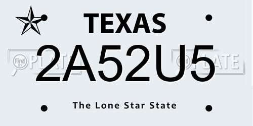 2A52U5 Texas License Plate