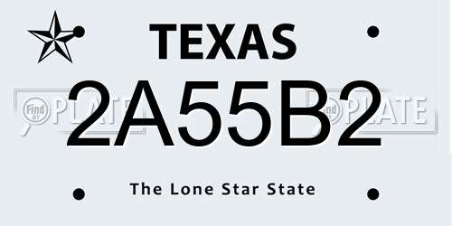 2A55B2 Texas License Plate