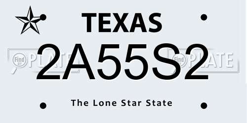 2A55S2 Texas License Plate