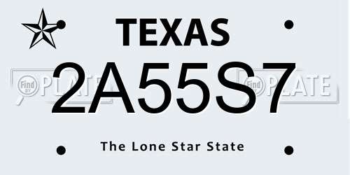 2A55S7 Texas License Plate