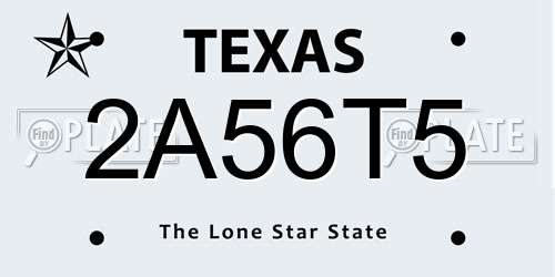 2A56T5 Texas License Plate