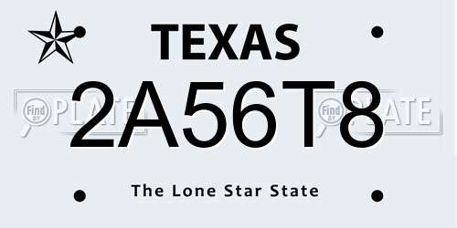 2A56T8 Texas License Plate