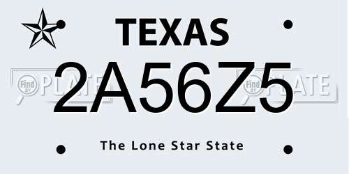 2A56Z5 Texas License Plate