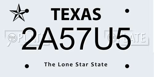 2A57U5 Texas License Plate