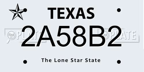 2A58B2 Texas License Plate
