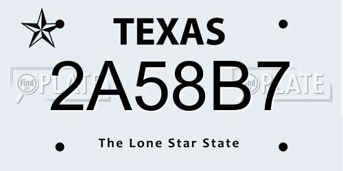 2A58B7 Texas License Plate