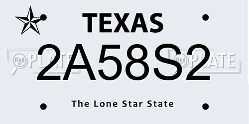 2A58S2 Texas License Plate