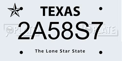 2A58S7 Texas License Plate