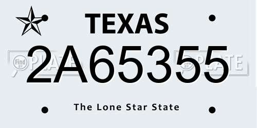 2A65355 Texas License Plate