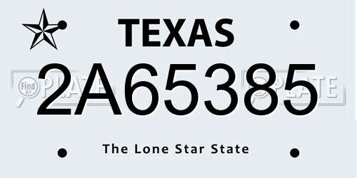 2A65385 Texas License Plate
