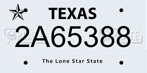 2A65388 Texas License Plate