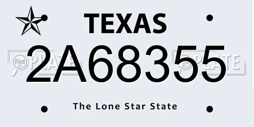 2A68355 Texas License Plate