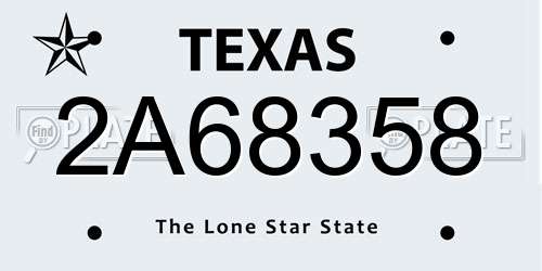 2A68358 Texas License Plate