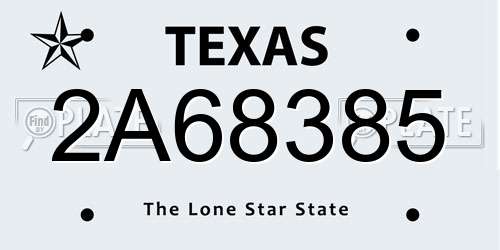 2A68385 Texas License Plate