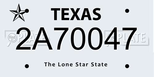 2A70047 Texas License Plate