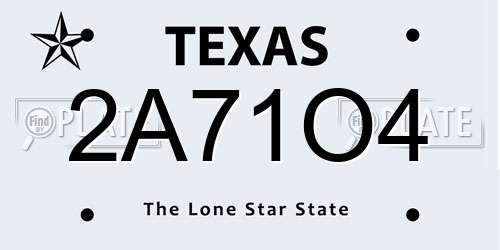 2A71O4 Texas License Plate