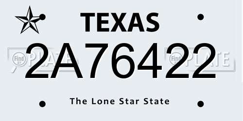 2A76422 Texas License Plate