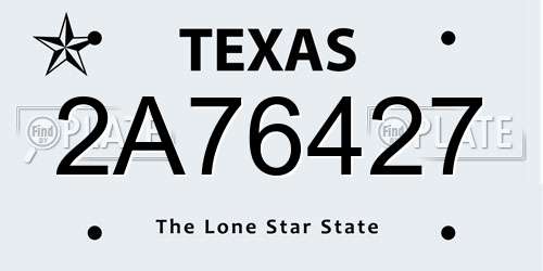 2A76427 Texas License Plate