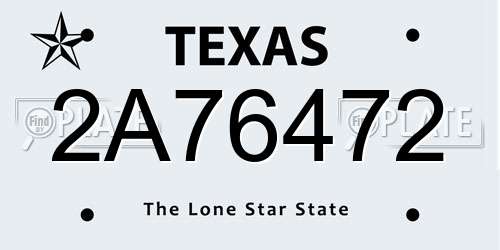 2A76472 Texas License Plate