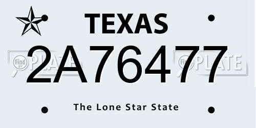 2A76477 Texas License Plate