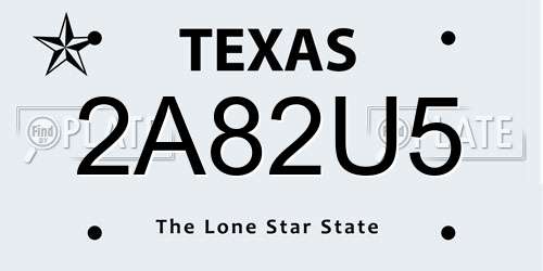 2A82U5 Texas License Plate