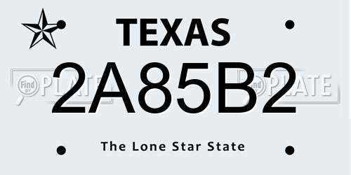2A85B2 Texas License Plate