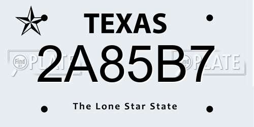 2A85B7 Texas License Plate