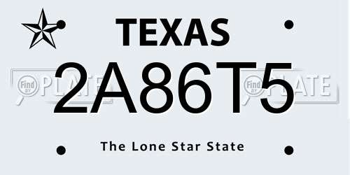 2A86T5 Texas License Plate
