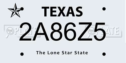 2A86Z5 Texas License Plate