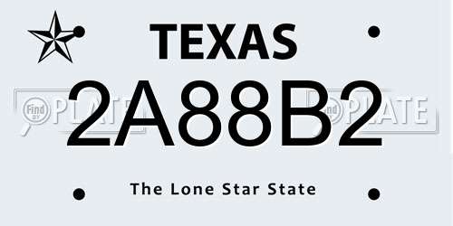 2A88B2 Texas License Plate