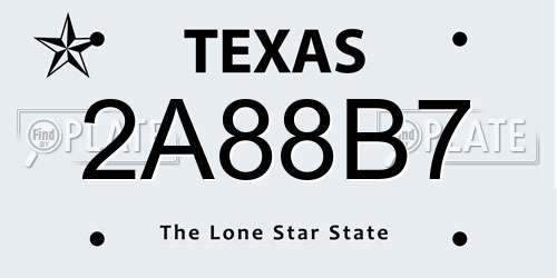 2A88B7 Texas License Plate