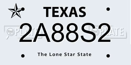 2A88S2 Texas License Plate