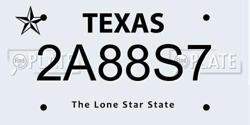 2A88S7 Texas License Plate