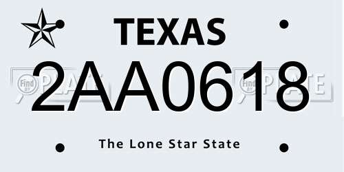 2AA0618 Texas License Plate