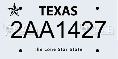 2AA1427 Texas License Plate