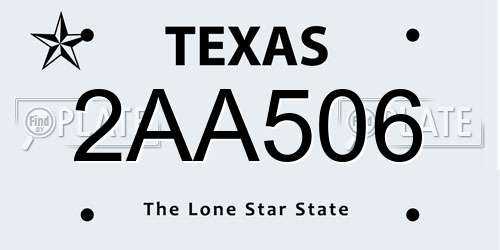 2AA506 Texas License Plate