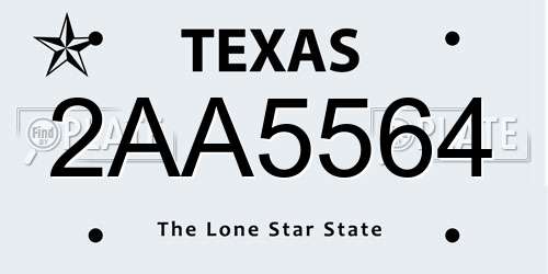 2AA5564 Texas License Plate
