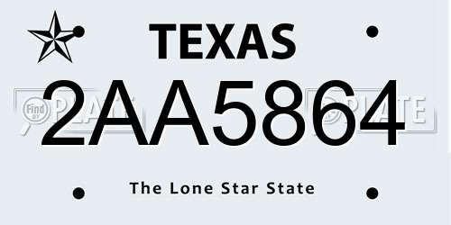 2AA5864 Texas License Plate