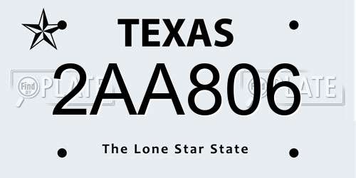 2AA806 Texas License Plate